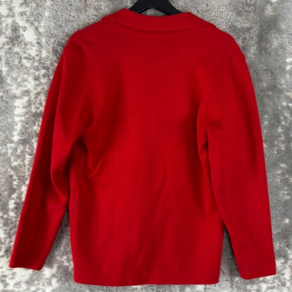 Liz Claiborne Petites Size P Cotton Blend Cardigan Sweater Red Button Pockets - Picture 6 of 10